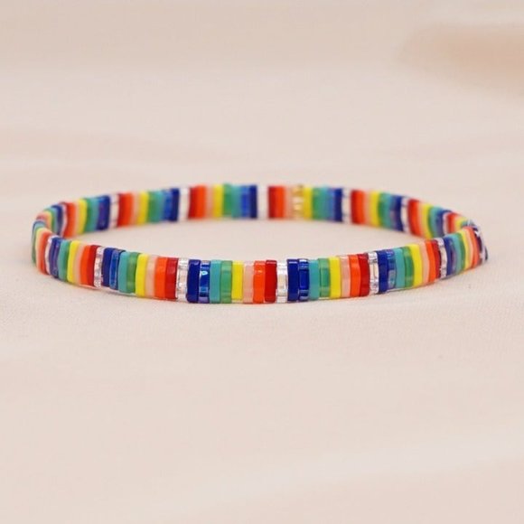 Miyuki Tila Bead Rainbow bracelet - Picture 3 of 5